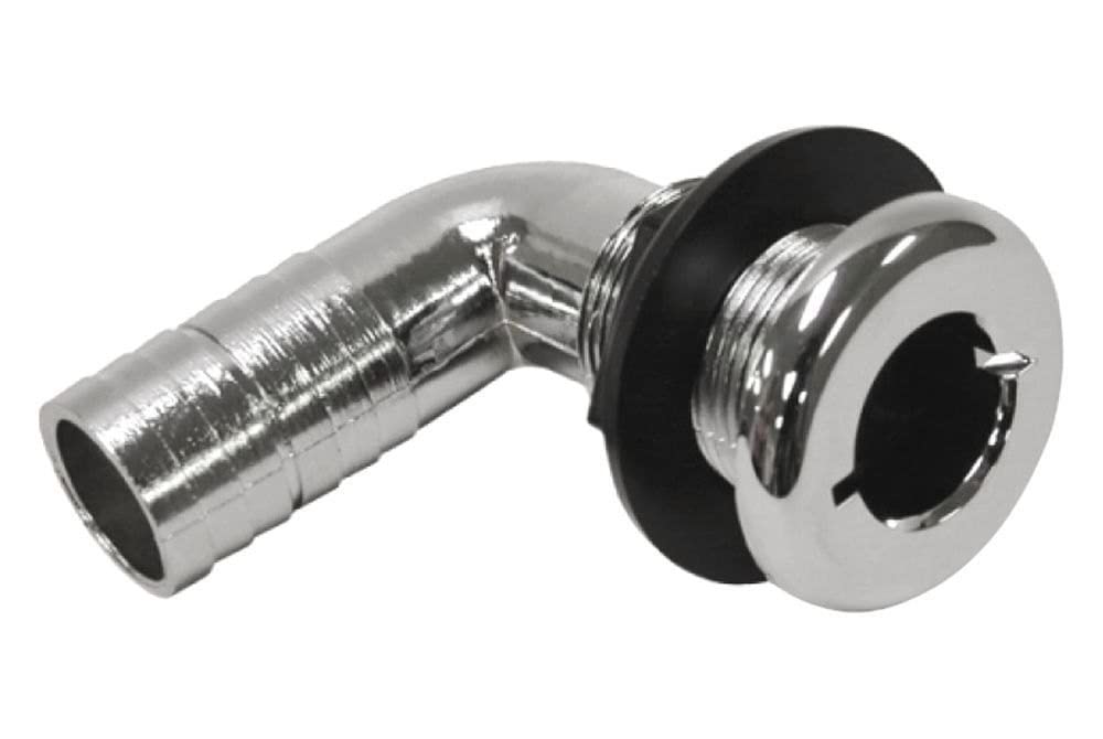 90 Degree Thru-Hull Fitting T-H Marine | 1-1/8 Inch Plastic Marine Fitting for Reliable Hose Connection - UV Stabilized White Fitting, Ideal for Boat Plumbing Upgrades