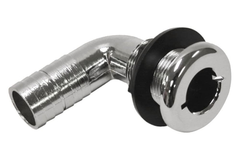 90 Degree Thru-Hull Fitting T-H Marine | 1-1/8 Inch Plastic Marine Fitting for Reliable Hose Connection - UV Stabilized White Fitting, Ideal for Boat Plumbing Upgrades