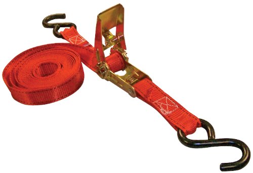 1" x 15' Erickson 34401 Red Ratcheting Tie-Down Strap, 1200 lb Load Capacity, (Pack of 2)