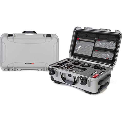 Nanuk 935 Media Series Wheeled Lightweight NK-7 Resin Waterproof Hard Case with Lid Organizer and Foam Insert for Canon and Nikon DSLR Cameras, Silver
