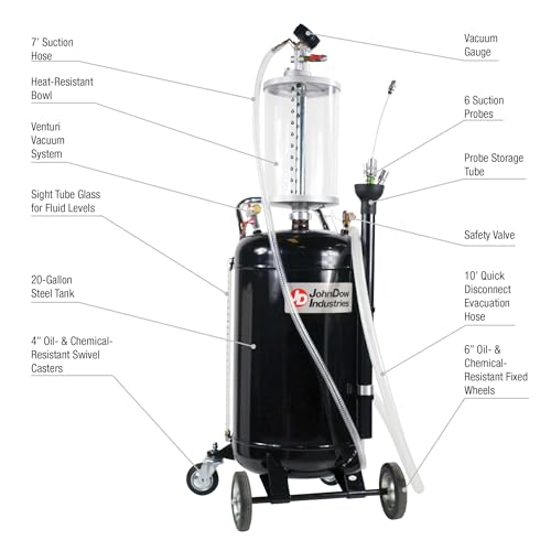 20-Gallon JohnDow JDI-20EV-B Steel Fluid Evacuator W/Bowl