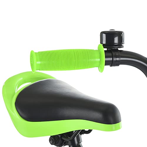 Huffy 14” Kid’s BMX Bike ZRX with Pegs, Training Wheels, Handlebar Bell, Blue and Green