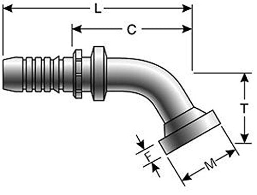 GlobalSpiral Couplings Gates 12GS-12FLH60M, Code 62 O-Ring Flange Heavy, Zinc Plated Carbon Steel, 5.39", 60° Bent Tube, 3/4" ID