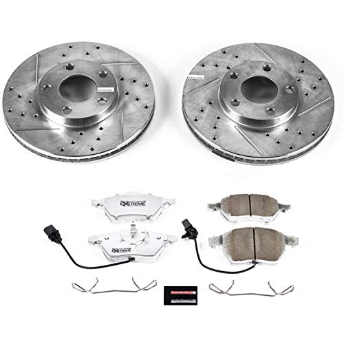 Power Stop K5012-26 Z26 Carbon Fiber Brake Pads Front with Drilled & Slotted Brake Rotors Kit For Volkswagen Passat 1998 [Model Specific]