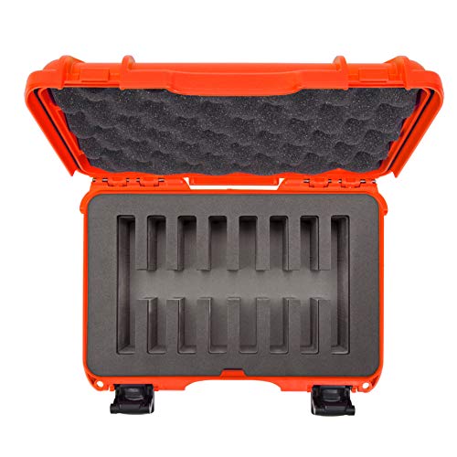 Waterproof Nanuk 909 Hard Case with Custom Foam Insert for 8 Pocket Knives - Orange