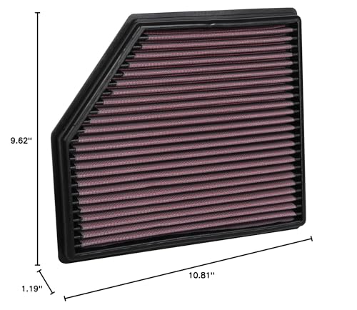 K&N Original High-Flow Lifetime Engine Air Filter: Increase Power: Premium, Washable: Compatible with 2020-2025 Cadillac:CT4, CT5, 33-5102