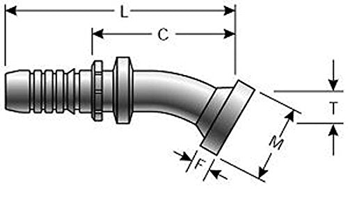 GlobalSpiral Couplings Gates 12GS-16FLH30M, Code 62 O-Ring Flange Heavy, Zinc Plated Carbon Steel, 5.08", 30° Bent Tube, 3/4" ID