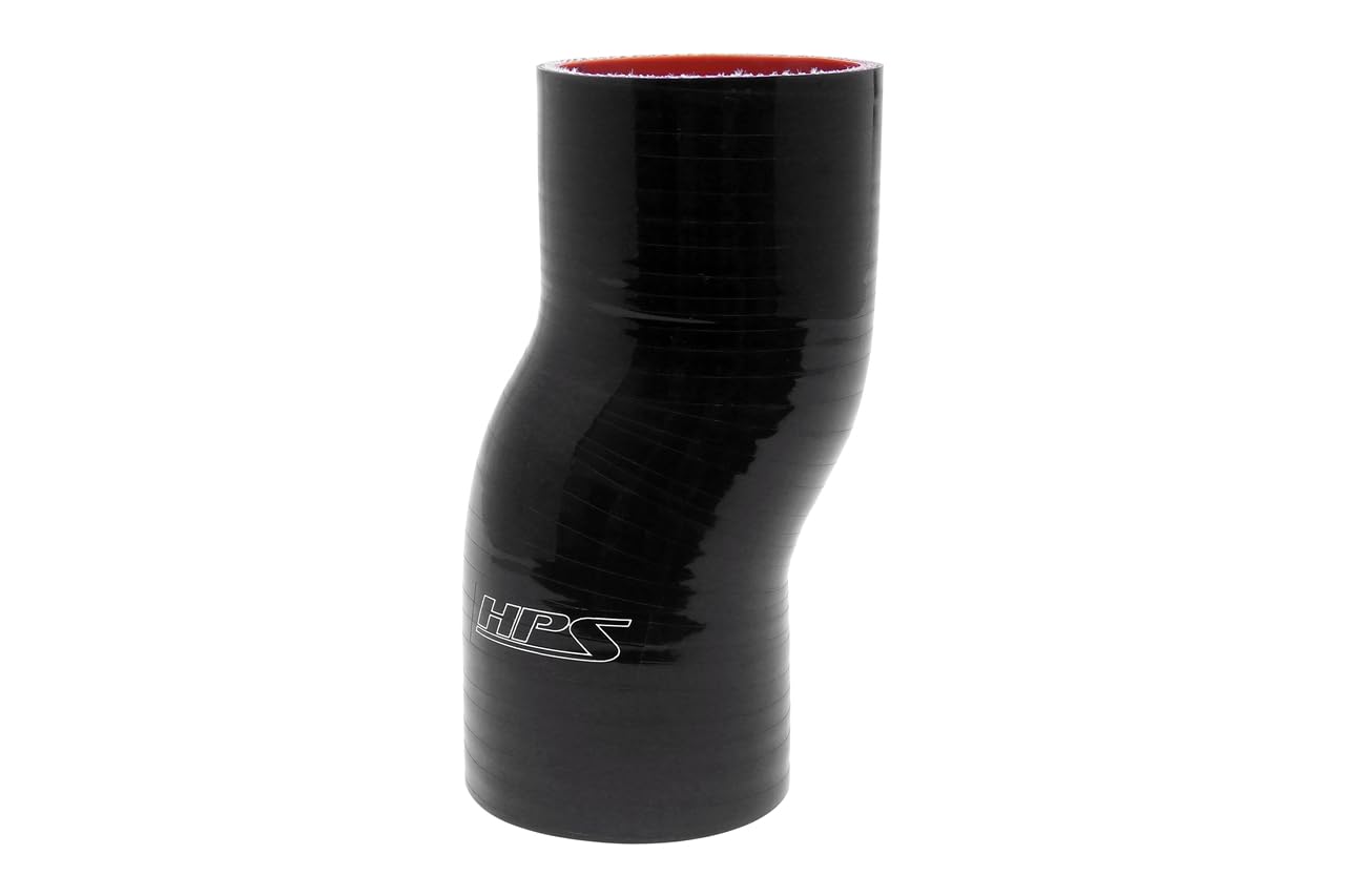 HPS High Temperature HTSOC-150-L6-BLK 4-ply Polyester Silicone Offset Coupler Hose,1-1/2" ID, 5 mm Wall Thickness, 6" Length, Black