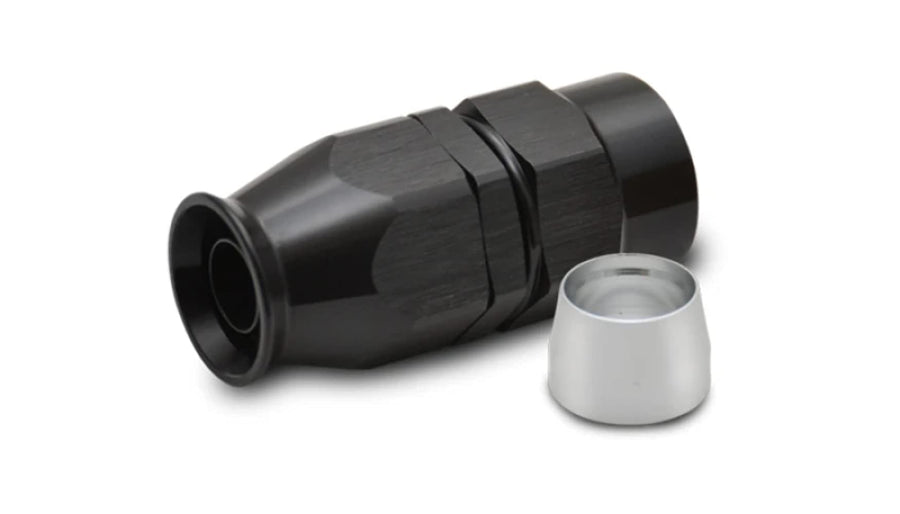 Vibrant Performance Hose End Fitting, Straight, 10 AN PTFE Hose to 10 AN Female, Aluminum, Black Anodized, Each
