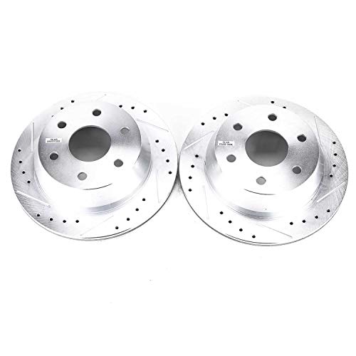 Power Stop Rear AR8641XPR Rotor Pair Drilled Slotted For Astro, Avalanche, Silverado 1500, Silverado 1500 Clas, Suburban 1500, Tahoe, Safari, Sierra 1500 Classic, Yukon, Yukon XL 1500 [Model Specific]