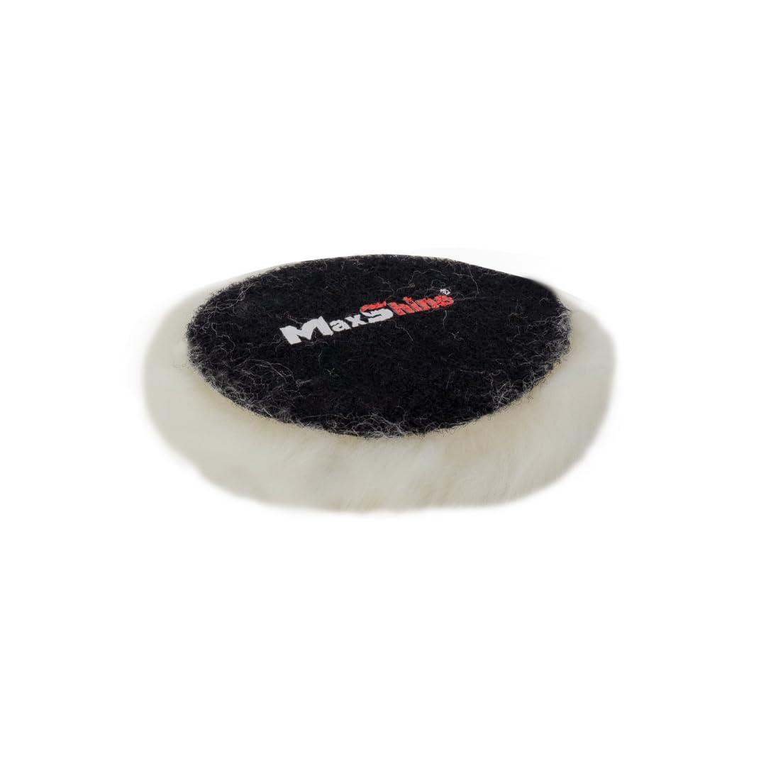 3" Maxshine Universal Wool Buffing Polishing Pad – 100% Natural Wool with Hook & Loop – Professional Pad for Paint Correction & Oxidation Removal – Compatible with DA & Rotary Polishers