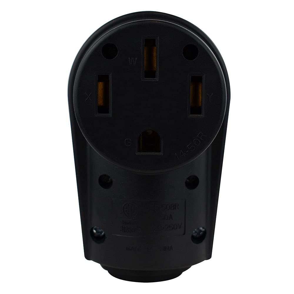 50 Amp Hughes Autoformers Female Plug, Black