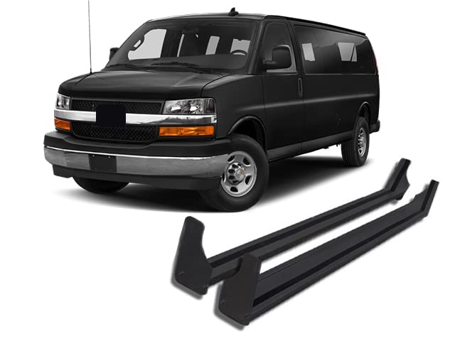 Black Commercial Running Off Road - Black Compatible with Ford E-150 250 350 450 Econoline/Chevy Express 1500 2500 3500 4500 / GMC Savana 1500 2500 3500 4500 with 102" Wheelbase
