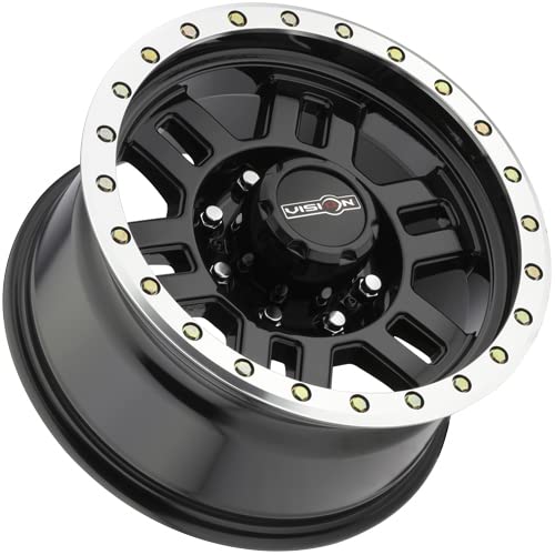Gloss Black Vision 398 Machined Lip Wheel with Machined Finish (16x8"/8x165.1mm)