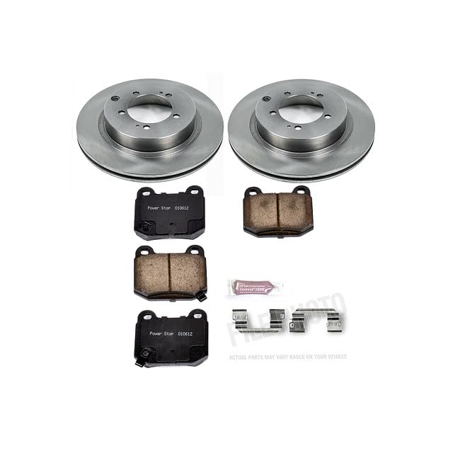 Power Stop Autospecialty KOE156 Rear Replacement Brake Kit-OE Brake Rotors & Ceramic Brake Pads For Mitsubishi Lancer 2003-2006 [Model Specific]