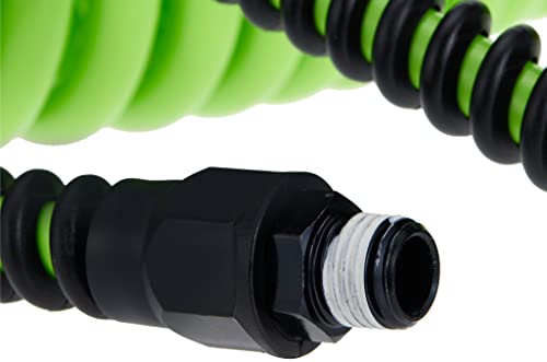 Flexzilla Polyurethane Recoil Air Hose LP1415AFZ | 15 Feet | All Weather Flexibility | Increased Flexibility and Improved Recoil Memory | Pre-Applied Thread Sealer, ZillaGreen