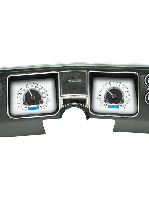 Dakota Digital VHX-68C-CVL-S-B Compatible with Chevy 1968 Chevelle El Camino Analog Dash Gauge System Silver Alloy Blue Backlighting