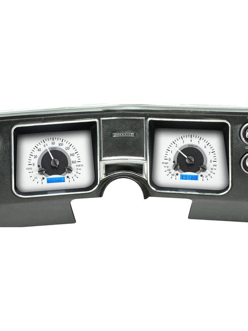 Dakota Digital VHX-68C-CVL-S-B Compatible with Chevy 1968 Chevelle El Camino Analog Dash Gauge System Silver Alloy Blue Backlighting
