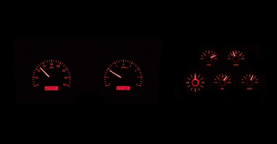 Dakota Digital VHX System Compatible with 1978-82 Chevy Corvette-Analog Clock-Carbon Fiber Style Face w/Red Display