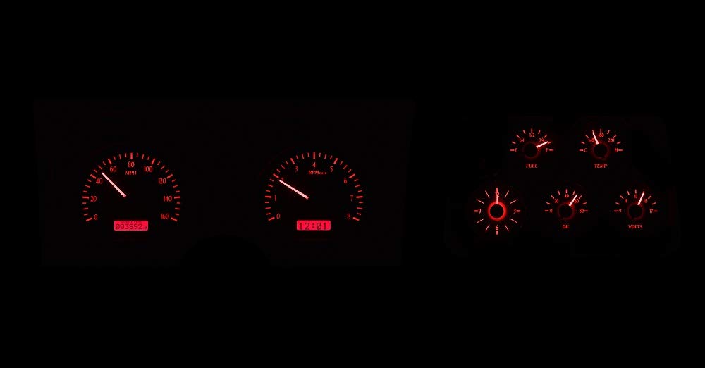 Dakota Digital VHX System Compatible with 1978-82 Chevy Corvette-Analog Clock-Carbon Fiber Style Face w/Red Display