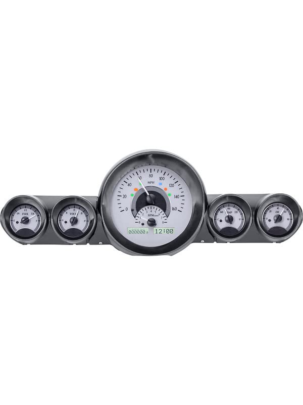 Dakota Digital VHX-59C-IMP-S-W 59 60 Chevy Impala El Camino Analog Dash Gauges Silver Alloy White