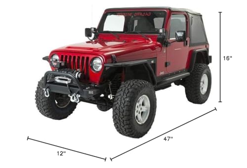 Jeep TJ Front Bumper W/Winch Guard Piranha Series 97-06 Wrangler TJ Rubicon and Unlimited Steel Black Textured Powdercoat