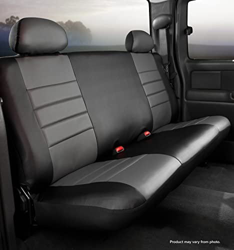 Gray Fia SL65-14 Custom Fit Rear Seat Cover Bench Seat - Leatherette (Black w/Gray Center Panel)