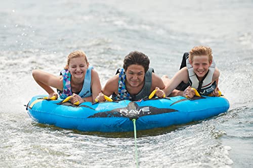 RAVE Sports Inflatable Razor XP Towable Tube, 1-3 Riders, Unique Skim-Fast Bottom Coating, Nylon Cover, Foam-Filled Reinforced Handles, Quick Connect Tow Point, Boat Tubes-Towables, Fast Ride