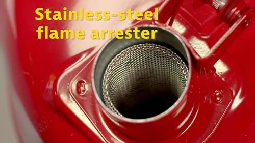 2 Gallon Justrite Type I Red Safety Gas Can for Gasoline with Flame Arrester and Self-Closing Lid, Made in the USA, Galvanized Steel Flammable Storage Can, 7120100