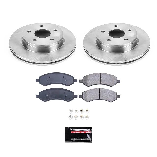 Brake Kit POWERSTOP For 2007-2009 Chrysler Aspen Dodge Durango - 2006-2022 Dodge Ram 1500 Regular & Quad Cab 5Lug - Front Replacement Brake Kit OE Brake Rotors and Ceramic Brake Pads, KOE2163