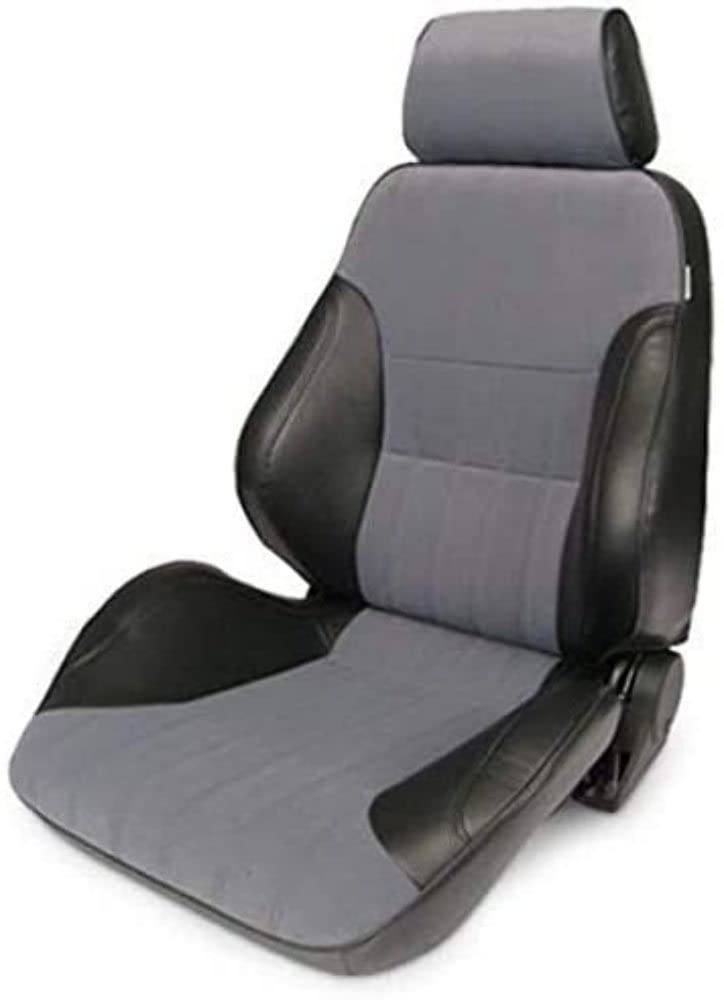 Rally ProCar by Scat Smooth Back Recliner Left Black Vinyl Sides, Grey Velour Insert