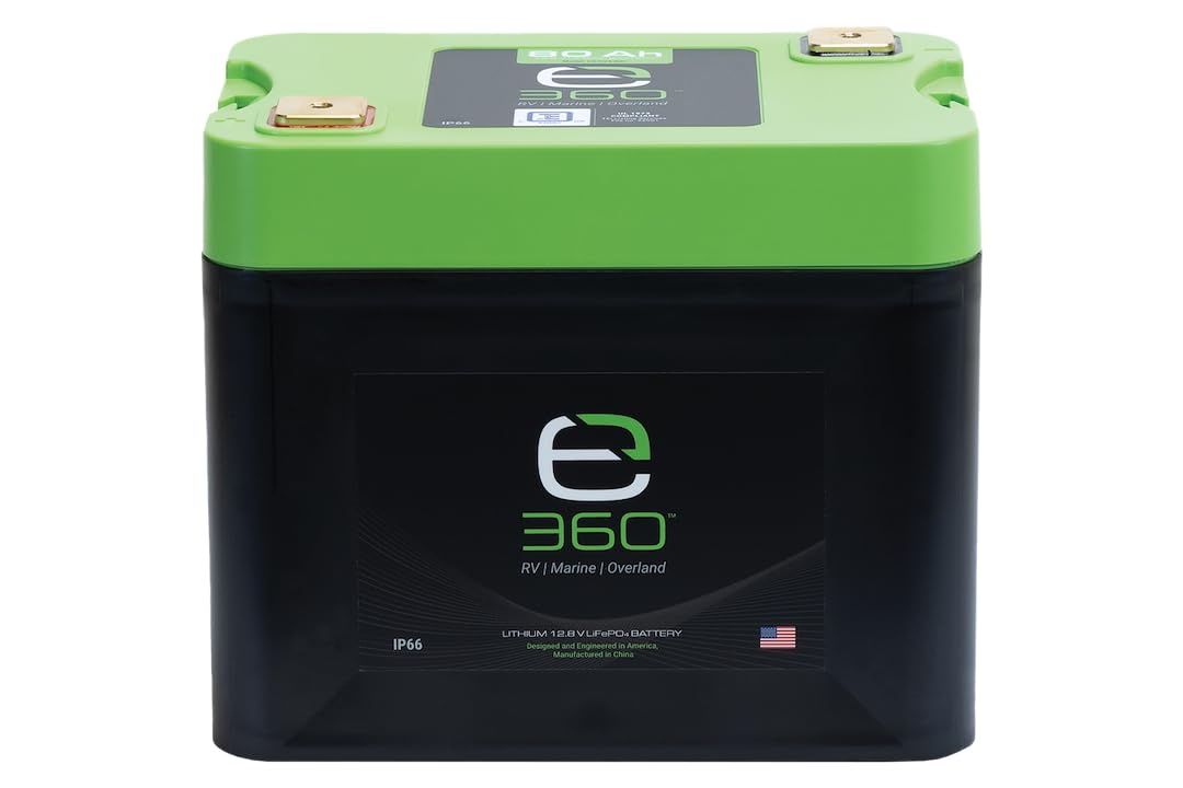 e360 LiFePO4 Deep Cycle Battery - 80Ah 12.8V Group 24 by EXPION360 - Perfect for RV/Camper, Marine, Overland/Van, Solar and Off-Grid Applications