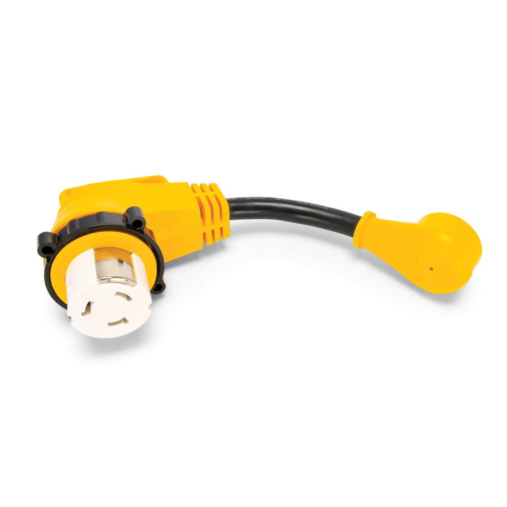 Camco Heavy-Duty Power Grip Adapter - Designed to Connect 50-amp RV or Boat Power Inlet to a 15-amp Extension Cord - 12-inch (55638)
