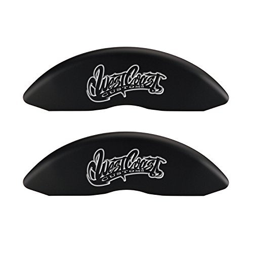 MGP Caliper Covers 'West Coast Customs Baseball' Logo Engraved Matte Black Powder Coat Finish 12197SWCWMB Front Caliper Cover, (Set of 4)