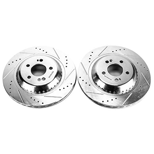 Power Stop EBR1603XPR Performance Rear Drilled, Slotted & Plated Brake Rotor Pair For Mercedes Maybach S, Mercedes Maybach S560, Mercedes S550, Mercedes S550e, Mercedes S560 [Model Specific]