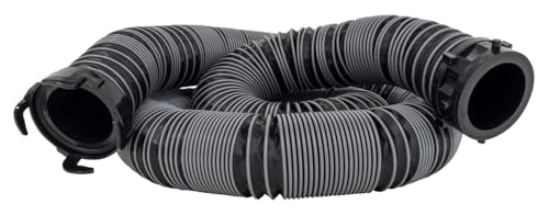15-Foot Valterra Silverback™ RV Sewer Hose Kit, Universal Sewer Hose for Camper, Includes 15-Foot Hose with Rotating Fittings, 90 Degree ClearView Sewer Adapter and 2 Drip Caps
