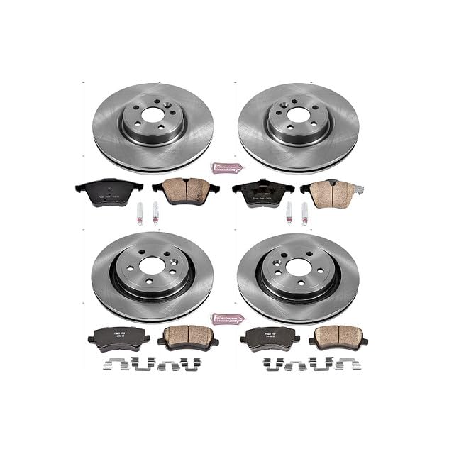 Power Stop KOE4118 Replacement Brake Kit-OE Front and Rear Brake Rotors & Ceramic Pads For Volvo S60, Volvo S80, Volvo V60, Volvo XC70 [Model Specific]
