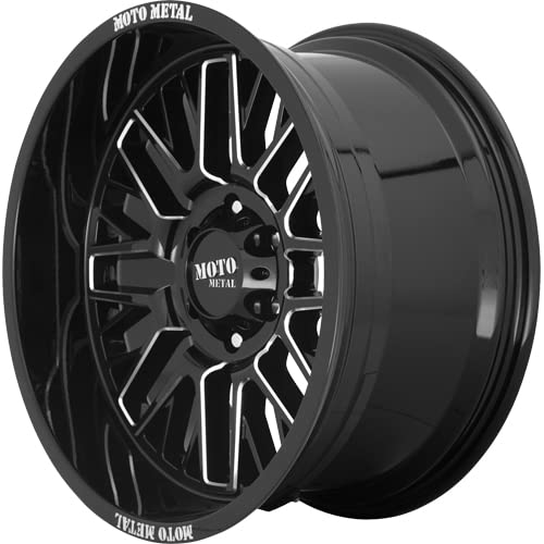 Moto Metal MO802 Wheel Gloss Black Milled with Aluminum (20 x 10. inches /5 x 127 mm, -18 mm Offset)