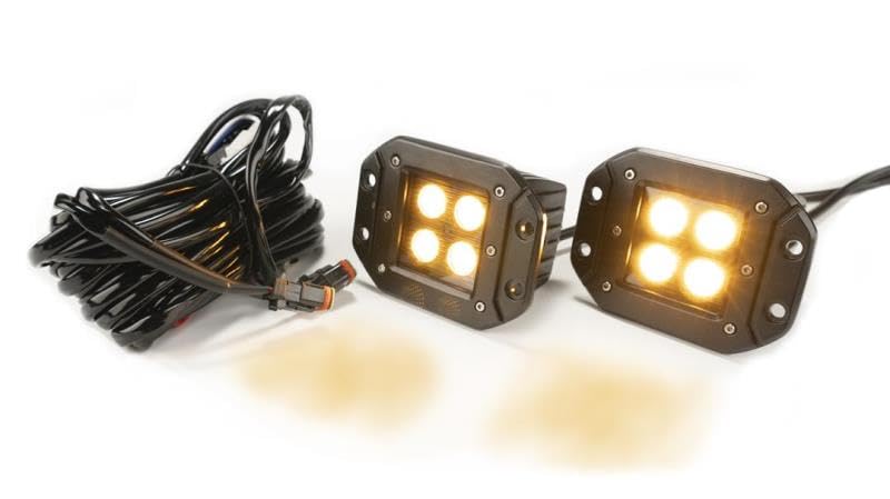 2-Inch Square Flush Mount Southern Truck Cree Led Lights - (Pair | Black Series White/Amber) W/Harness 79903
