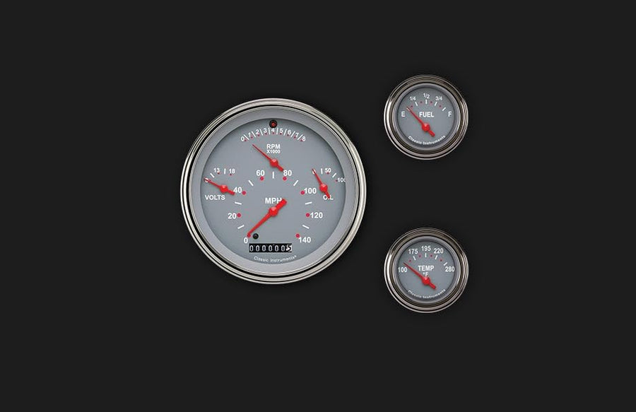 TE01GSLC Classic Instruments Tetra 6 Gauge Set Gray - GM