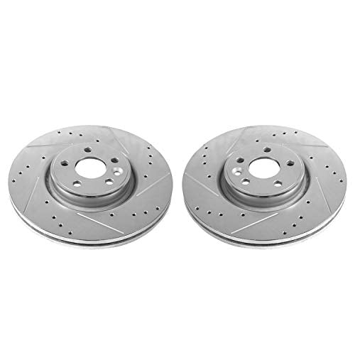 Power Stop Front EBR1002XPR Evolution Drilled & Slotted Rotor Pair For Volvo S60 2012-2018, Volvo S80 2007-2016, Volvo V60 2015-2018, Volvo XC70 2008-2016 [Model Specific]