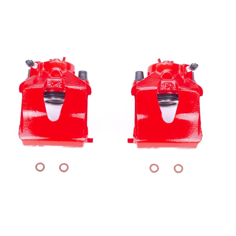 Power Stop Pair of High-Temp Red Powder Coated Front Calipers For VW Beetle, VW Beetle, VW Golf, VW G, VW Jetta [Model Specific]