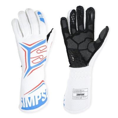 MGMW Simpson Racing Magnata Gloves White/Blue Medium - Pair