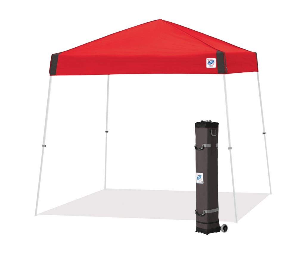 E-Z UP Instant Shelter Vista Canopy, 12' x 12', White Powder-Coated Steel Frame with Wide-Trax Roller Bag & 4 Piece Spike Set, Punch
