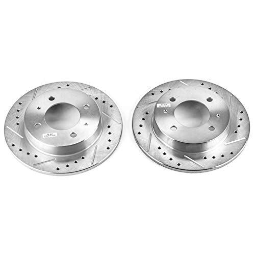 Power Stop Rear JBR774XPR Drilled & Slotted Evolution Rotor Pair For Hyundai Elantra 1997-2006, Hyundai Tiburon 1997-2001 [Model Specific]