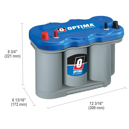 OPTIMA Batteries BlueTop High Performance D27M Dual Purpose Deep Cycle and Starting Sealed AGM Boat and RV Battery, 800 CCA, Dual Terminal, Maintenance Free, Versitile Mounting