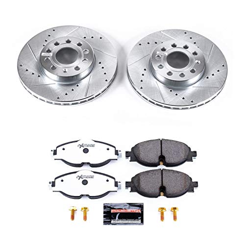 Power Stop K7080-26 Z26 Street Warrior Front Brake Kit and 1 Front Sensor Wire For A3, A3 Quattro, A3 Sportback e-tron, VW Golf, VW Golf SportWagen, VW Jetta, VW e-Golf [Model Specific]