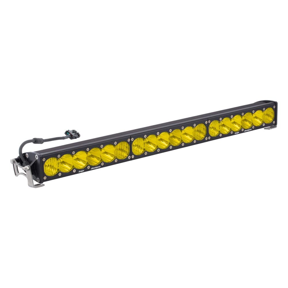 OnX6+ Baja Designs Straight LED Light Bar 30-inch for Jeeps, Off-Road 4x4, Trucks, UTV, ATV, SUV (Driving Combo; Amber)