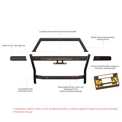 Rambler Black Horse Grille Guard Kit Modular Black Compatible with 2022-2023 Toyota Tundra-RAG1T10-K1
