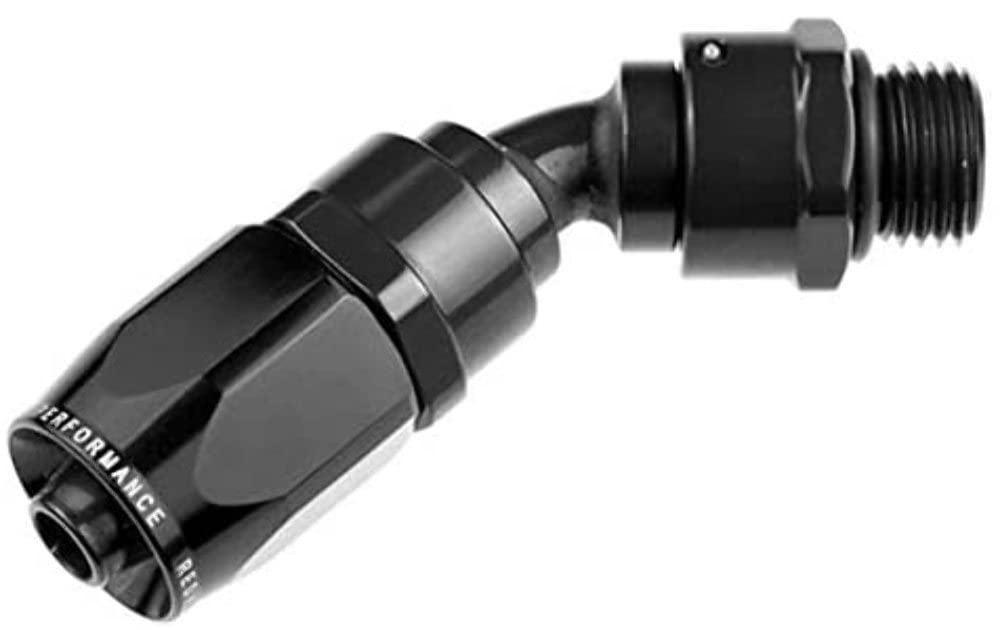 45 degree -06 AN hose end with -06 ORB male end - black